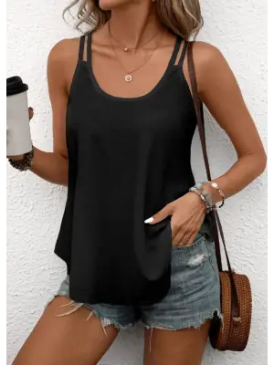 Kadın çift Askılı Kare Yaka Waffle Bluz