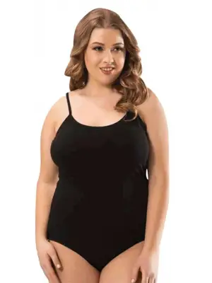 Kadın Çıtçıtlı Siyah İp Askılı Body