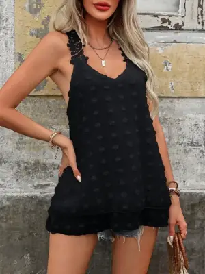 Omarı Dantel Detaylı Kadın Yaka Askılı Bluz