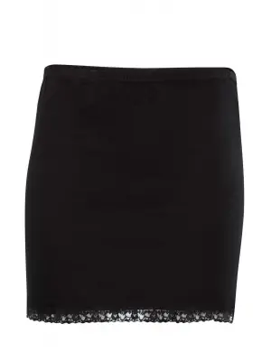 Kadın Dantel Detaylı Mini Jüpon Etek Astarı Siyah - 3001A