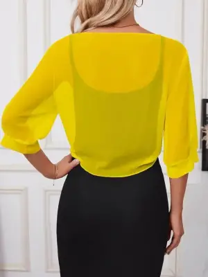 Omarı Şifon Kısa Bolero Ceket Önden Bağlamalı