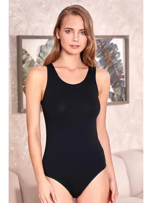 Omarı Siyah Geniş Askılı Kancalı Vücut Giysisi