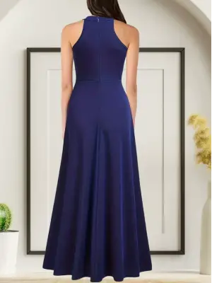 Omarı Derin Yırtmaç Detaylı Kadın Abiye Elbise