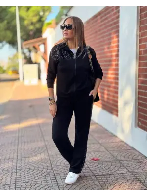 Kadın Pul Detaylı Şık İkili Takım