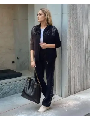 Omarı Fermuar Detaylı Kadın İkili Takım