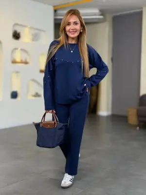 Kadın Inci Detay Modal Kumaş Ikili Takım