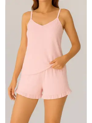 Kadın Ip Askılı Atlet Ve Alt Pon Pon Aerobin Short Takım