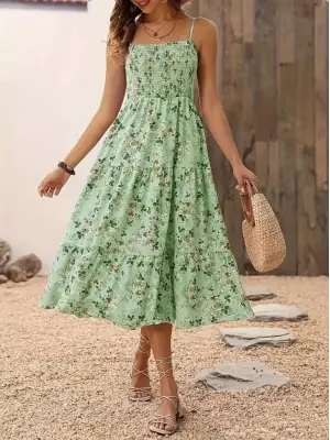 Omarı Desenli Uzun Süprem Elbise