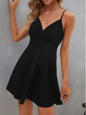 Kadın Ip Askılı Kruvaze Yakalı Kiloş Ithal Krep Elbise