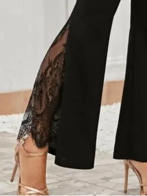 Kadın Ispanyol Paça Dantel Detay Dalgıç Tayt Kadın Giyim