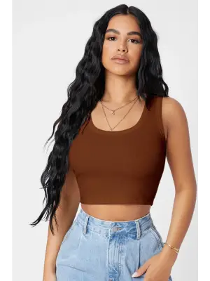 Omarı Şık Kare Yaka Crop Top Bluz
