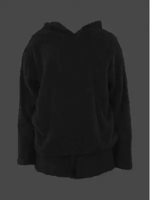 Omarı “Peluş Kedi Nakışlı Kapşonlu Sweat ve Short Takım”