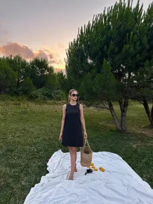 Kadın Keten Kumaş Kolsuz Mini Boy Elbise