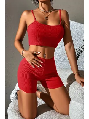 Omarı Yaz Gecelerine Renk Kat! Kadın Kırmızı Kaşkorse Gecelik Takım