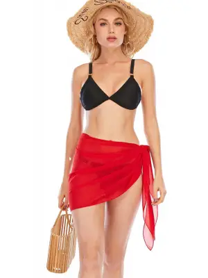 Omarı Şık Kırmızı Belden Bağlamalı Pareo