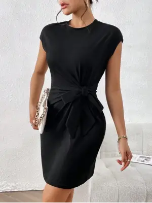 Omarı Şık Belden Bağlamalı Modal Elbise