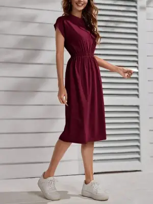 Omarı Fermuar Detaylı Kadın Viskon Elbise