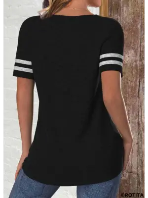 Kadın Kısa Kollu Bisiklet Yaka çift Renkli Viskon Bluz