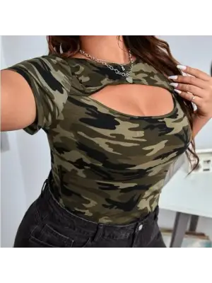 Kadın Kısa Kollu Bisiklet Yaka Dekolteli Süprem Bluz