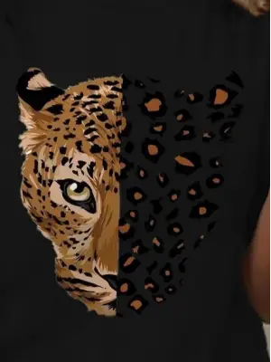 Kadın Kısa Kollu Bisiklet Yaka Desenli Viskon Bluz