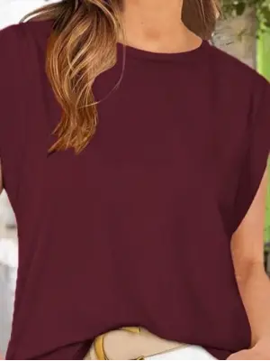 Kadın Kısa Kollu Bisiklet Yaka Viskon Bluz