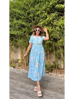 Kadın Çiçek Desenli Kısa Kollu Elbise