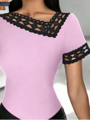 Kadın Dantel Yaka Viskon Bluz