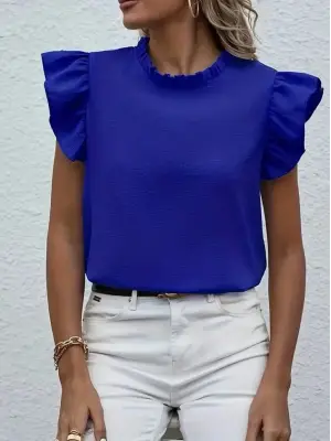 Omarı Şık Kısa Kollu Fırfır Detaylı Bluz