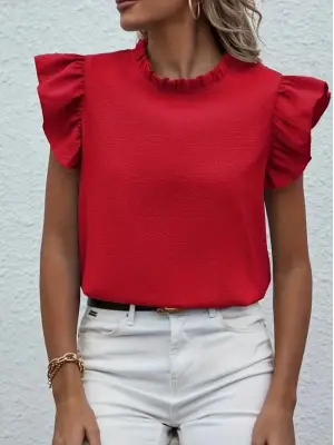 Omarı Şık Fırfır Detaylı Kadın Bluz