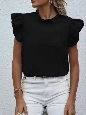 Omarı Şık Kısa Kollu Fırfır Bluz Modelleri