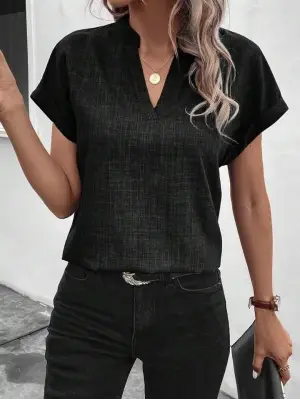 Kadın Kısa Kollu Hakim Yaka Sofya Bluz