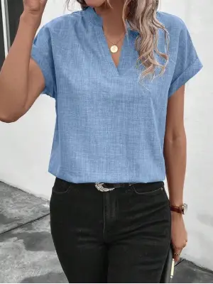 Kadın Kısa Kollu Hakim Yaka Sofya Bluz