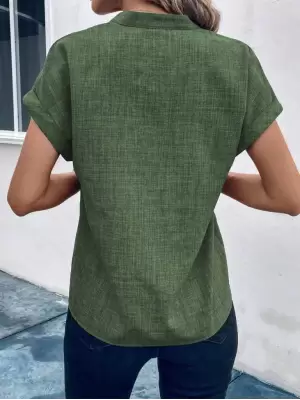Kadın Kısa Kollu Hakim Yaka Sofya Bluz