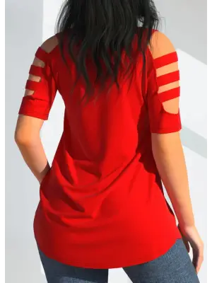 Omarı Şık Detaylı V Yaka Kısa Kollu Bluz