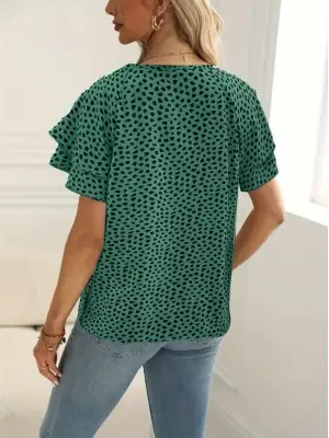 Omarı Renkli Volan Detaylı Kadın Bluz