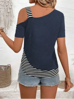 Kadın Kısa Kollu Omuzdan Askılı Viskon Bluz