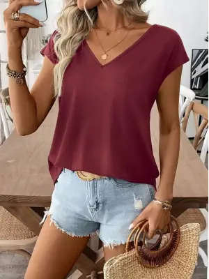 Omarı Şık V Yakalı Arkadan Kurdele Detaylı Kadın Bluzu