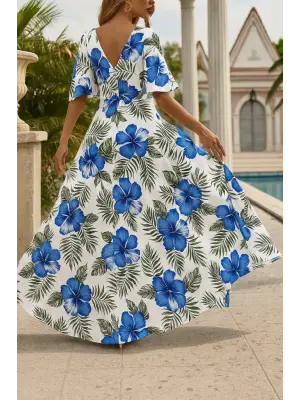 Omarı Şık V Yaka Desenli Elbise