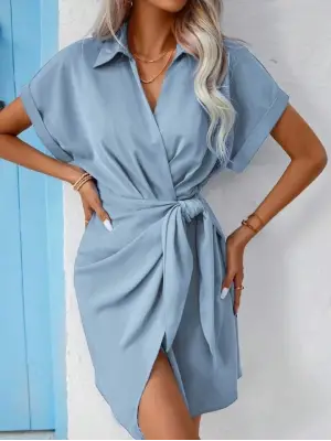 Omarı Yandan Bağlamalı Kadın Elbise