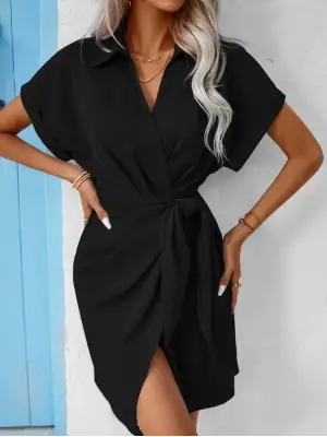 Omarı Şık Yandan Bağlamalı Kadın Elbisesi