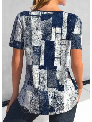 Kadın Kısa Kollu Yakası Bağcıklı Kuş Gözü Detay Süprem Bluz