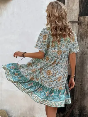 Omarı Fırfır Desenli Süprem Elbise