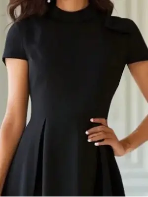 Omarı Pileli Janjan Krep Midi Elbise