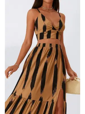 Kadın Kolsuz Askılı Crop Ikili Süprem Takım