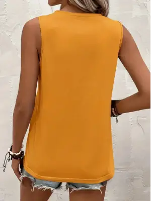 Kadın Kolsuz Bisiklet Yaka önden şerit Detaylı Viskon Bluz