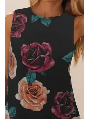 Omarı Yırtmaç Detaylı Leopar Desenli Elbise