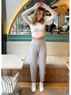 Kadın Krep Kumaş Balon Pantolon