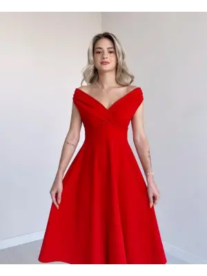 Omarı Şık ve Modern Kadın Eteği - Volan Detaylı Krep Elbise