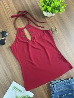 Kadın Kuş Gözü Ve Dekolte Detay Boyundan Bağlamalı Viskon Bluz