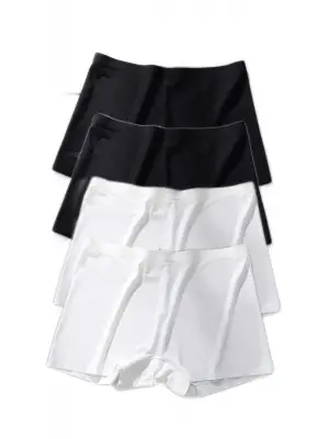 Omarı Dikişsiz Mini Şort Boxer Siyah Beyaz Seti